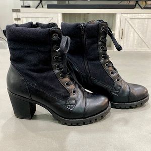 XOXO Black Lace Up Boot with Heel